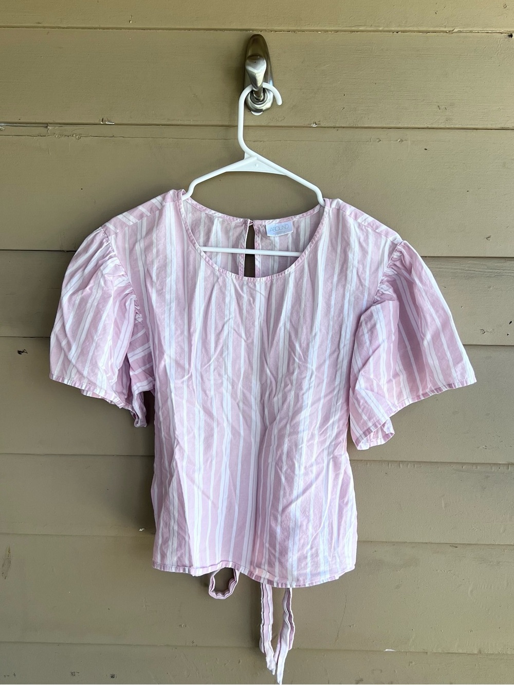 Abound Pink and White Striped Top Size S Casual Preppy